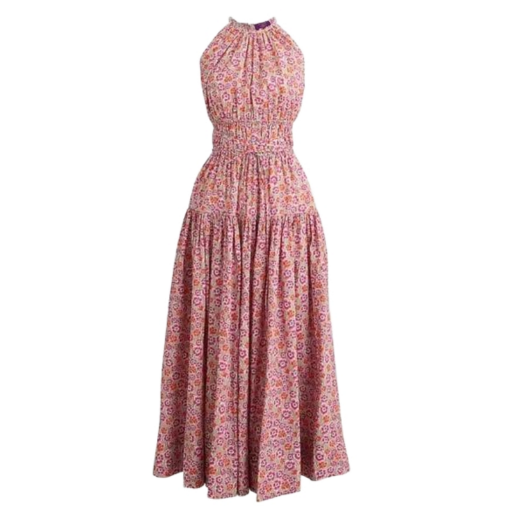 J Crew Tie-waist halter dress in Liberty® Ellie fabric NWT Sz M CA089 - Picture 2 of 10